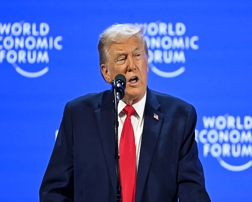 Donald Trump durante su discurso en el Foro Económico Mundial de Davos 2026