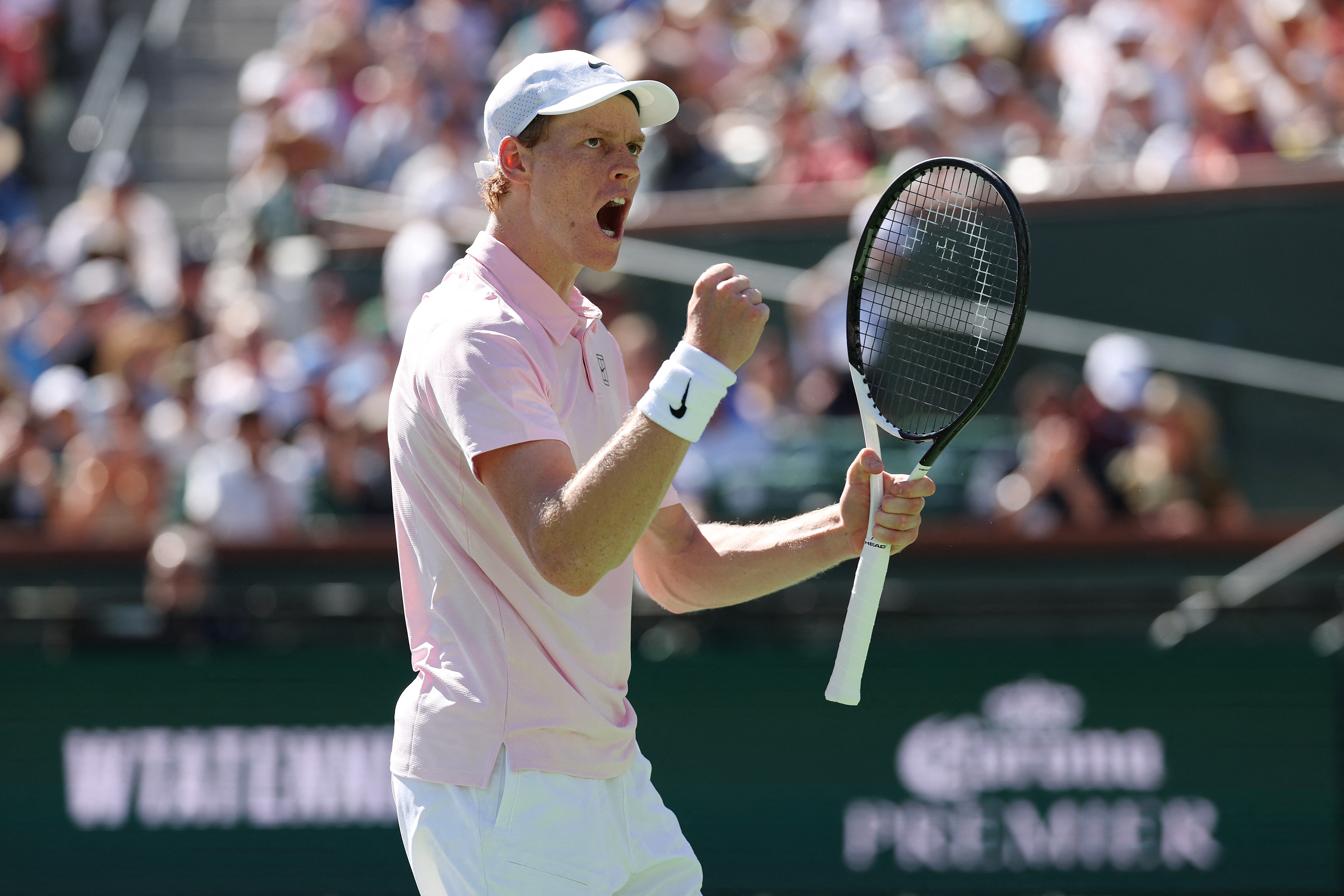 Jannik Sinner celebra un punto durante la final del Masters 1000 de Indian Wells.