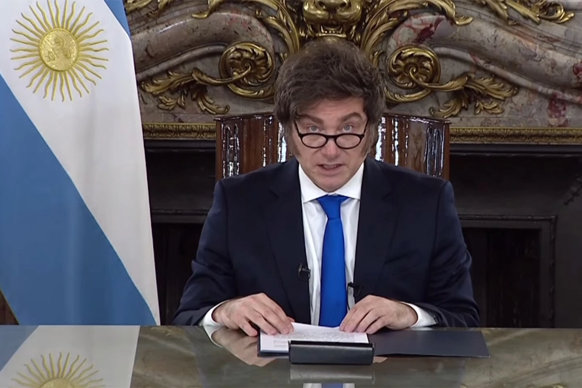 Javier Milei durante la Cadena Nacional