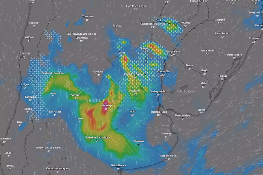Imagen satelital de la tormenta de Santa Rosa