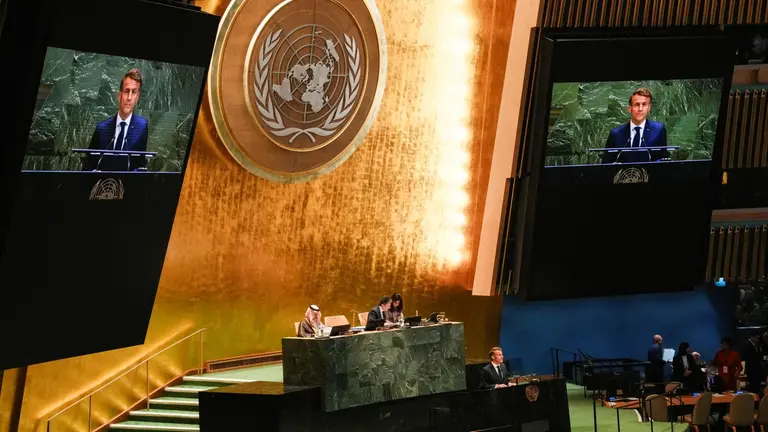 Emmanuel Macron, presidente de Francia, en la Asamblea General de la ONU