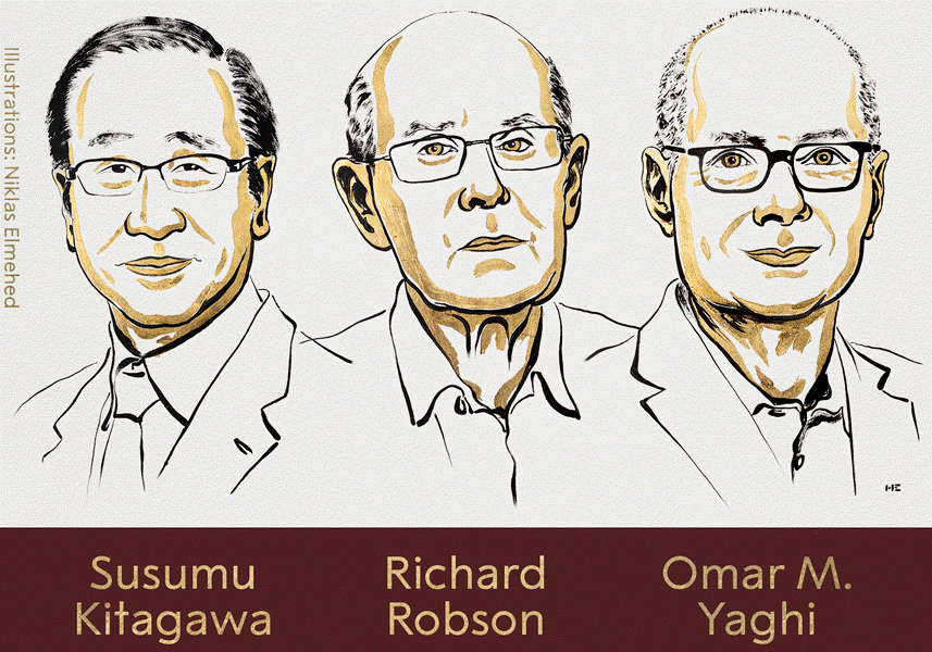 Ilustración de Susumu Kitagawa, Richard Robson y Omar M. Yaghi.