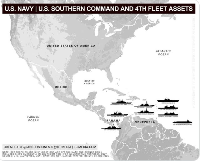 Mapa de alerta militar en el Caribe