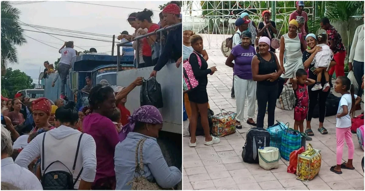 Evacuación de familias en Santiago de Cuba ante la inminente llegada del huracán Melissa.