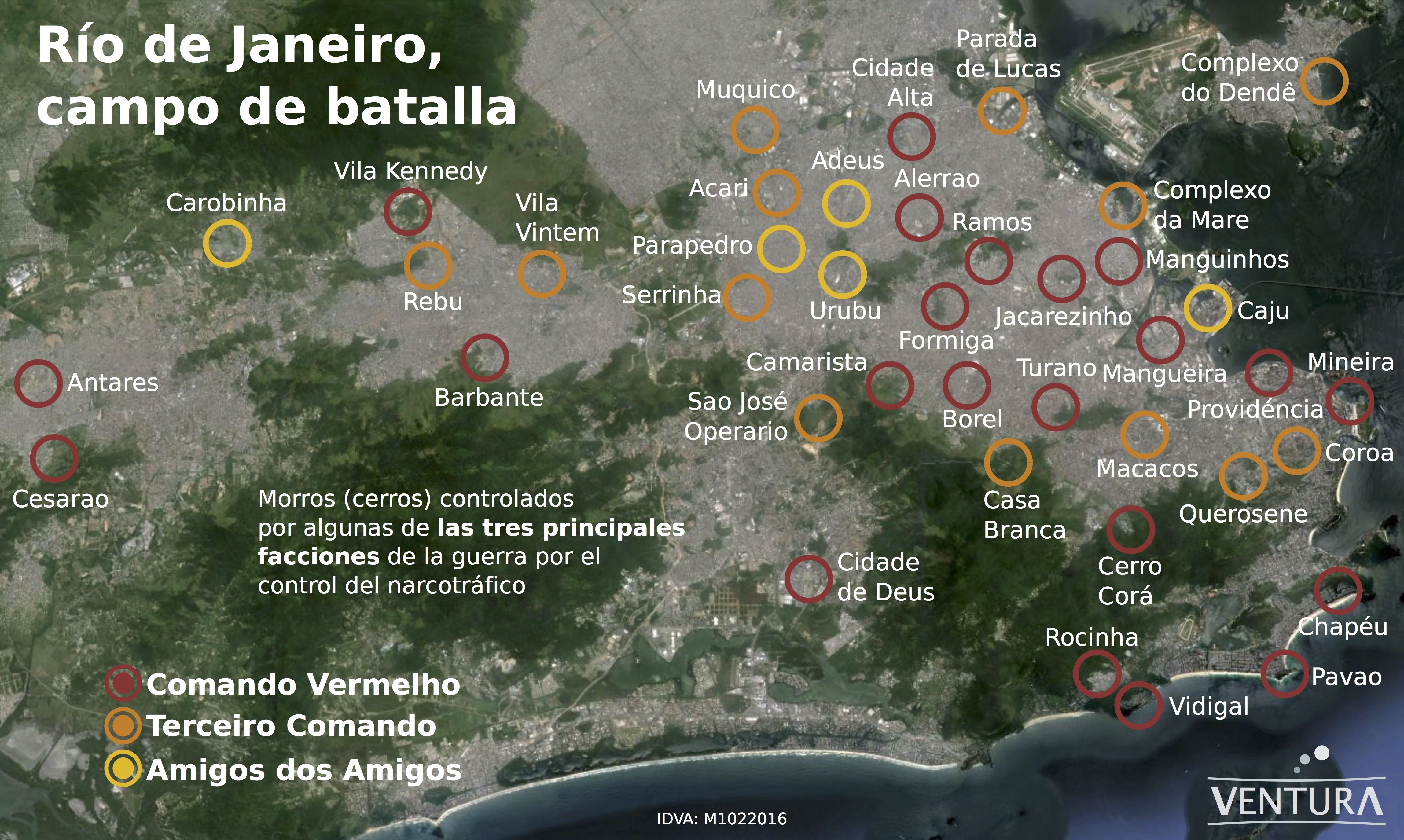 Vista aérea de una favela en Río de Janeiro, epicentro del dominio del Comando Vermelho.